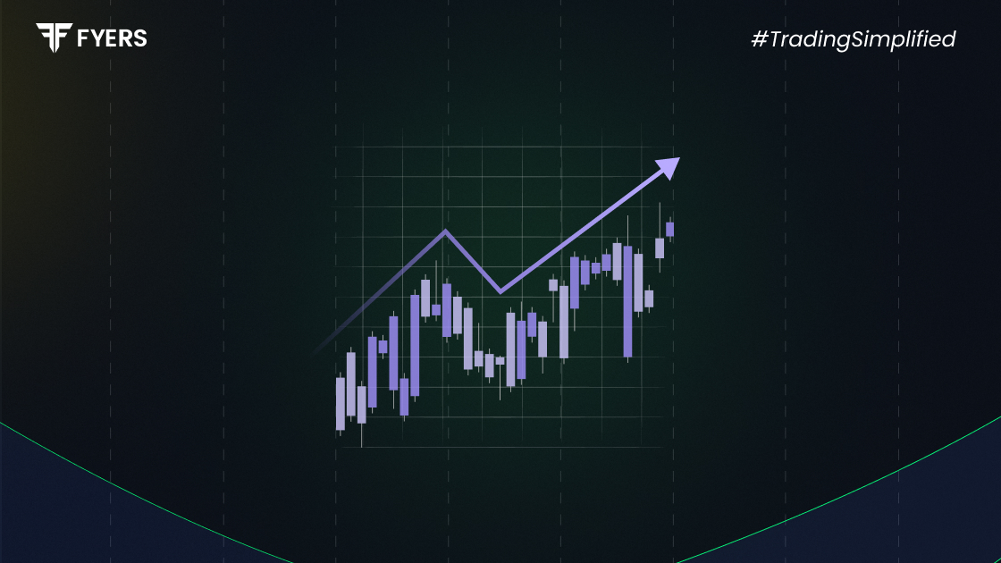 Upward trending chart representing tick trading strategy.